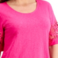 Charter Club Women's Cotton Lace Sleeve Top Pink Size Petite Small