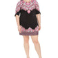 JM Collection Women's Printed Ruched Sleeve Dress Pink Size Petite Medium