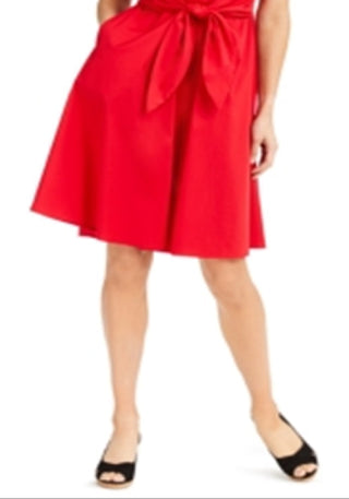 Charter Club Women's Tie Front Cap Sleeve Casual Dress Red Size 4