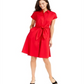 Charter Club Women's Tie Front Cap Sleeve Casual Dress Red Size 4