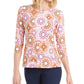 JM Collection Women's Printed 3/4 Sleeve Jacquard Top Pink Size X-Large