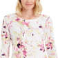 JM Collection Women's Printed 3/4 Sleeve Jacquard Top Pink Size X-Small