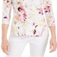 JM Collection Women's Printed 3/4 Sleeve Jacquard Top Pink Size X-Small
