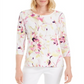 JM Collection Women's Printed 3/4 Sleeve Jacquard Top Pink Size X-Small