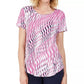 JM Collection Women's Printed Scoop Neck T-Shirt Pink Size X-Large