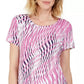 JM Collection Women's Printed Scoop Neck T-Shirt Pink Size X-Large