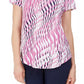 JM Collection Women's Printed Scoop Neck T-Shirt Pink Size X-Large