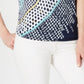 JM Collection Women's Printed Grommet Keyhole Top Blue Size Small