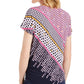 JM Collection Women's Printed Grommet Keyhole Top Pink Size X-Large