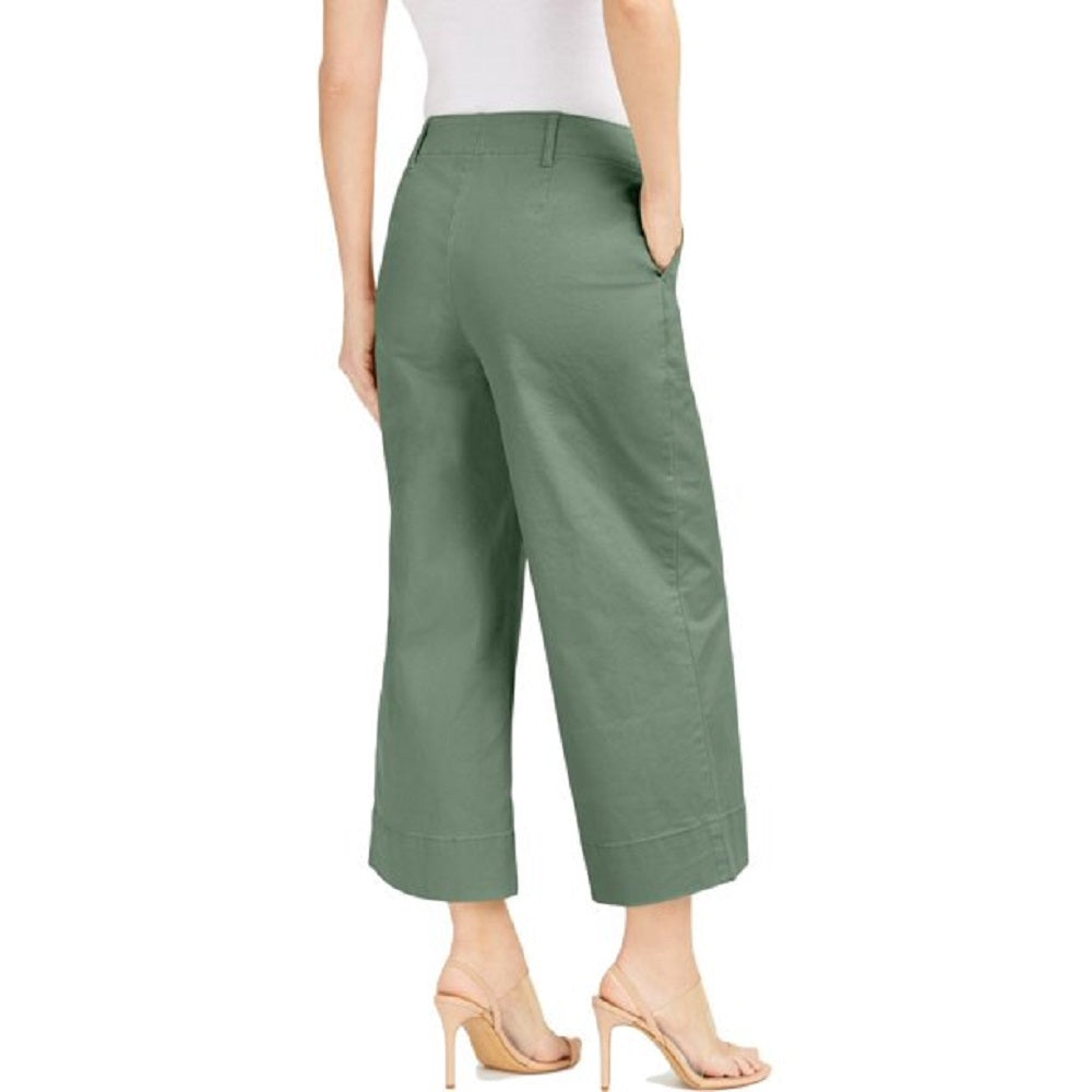 INC International Concepts Women's Wide Leg Exposed Fly Culottes Green Size 6