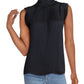 INC International Concepts Women's Pleated Mock Neck Tank Top Black Size Medium