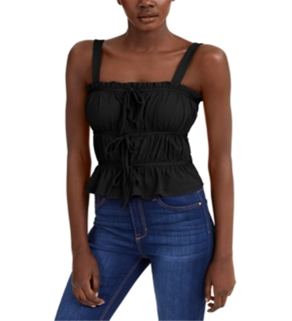 INC International Concepts Men's Smocked Tie Front Tank Top Black Size XX-Large