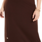 JM Collection Women's Buttoned Slit Skirt Brown Size Petite Small