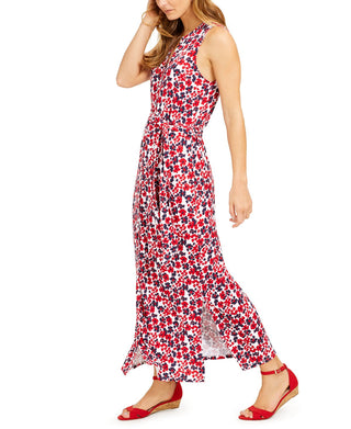 Charter Club Women's Tie Waist Maxi Dress Red Size XX-Large