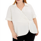 Alfani Women's Plus Drape Surplice Top White Size 3X