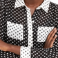 INC International Concepts Women's Sheer Polka Dot Long Sleeve Collared Button up Top Black Size X-Small