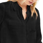INC International Concepts Women's Satin Utility Shirt Black Size X-Small