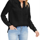 INC International Concepts Women's Satin Utility Shirt Black Size X-Small