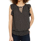 INC International Concepts Women's Smocked Tie Neck Blouse Black Size Medium