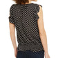 INC International Concepts Women's Smocked Tie Neck Blouse Black Size Medium