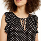 INC International Concepts Women's Smocked Tie Neck Blouse Black Size Medium