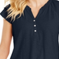 Style & Co Women's Ruffled Split Neck Top Blue Size S