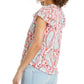 Style & Co Women's Printed Split Neck Top White Size Small