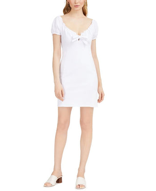 Bar III Women's Off the Shoulder Tie Front Mini Dress White Size XX-Large