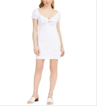 Bar III Women's Off the Shoulder Tie Front Mini Dress White Size XX-Large