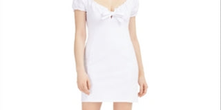 Bar III Women's Off the Shoulder Tie Front Mini Dress White Size XX-Large