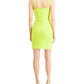 Bar III Women's Split Neck Bodycon Dress Yellow Size Small