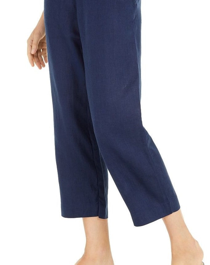 Charter Club Women's Cropped All Linen Pants Blue Size Petite X-Large