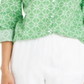 Charter Club Women's Printed Button Front Roll Tab Sleeve Top Green Size Petite X-Small