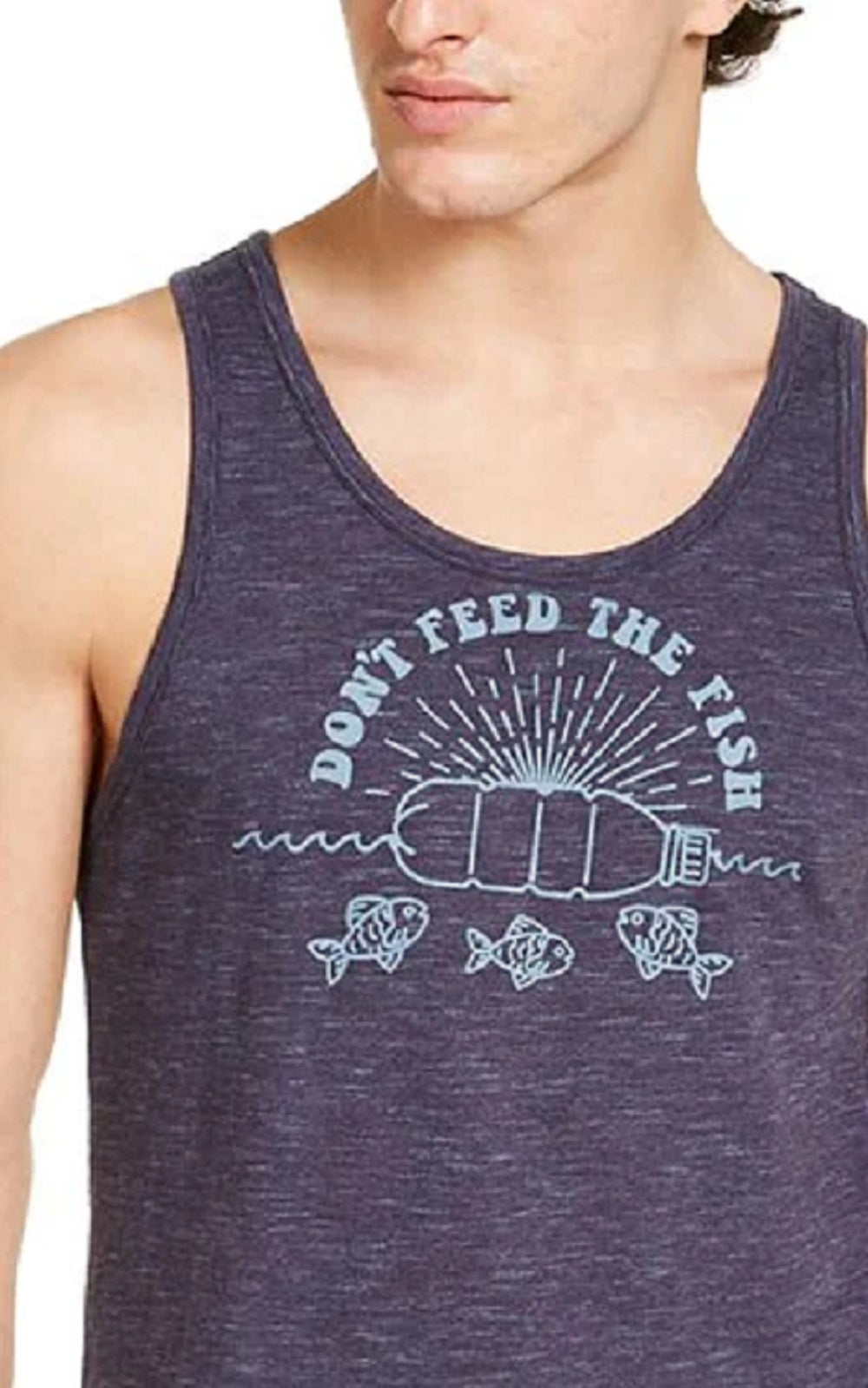 Sun + Stone Men's Don't Feed The Fish Tank Blue Size Medium