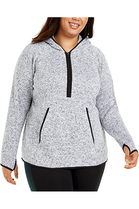 Ideology Women's Plus Hooded V Neck Tunic Top Gray Size 1X