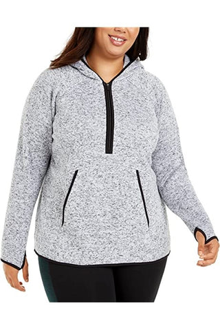 Ideology Women's Plus Hooded V Neck Tunic Top Gray Size 1X