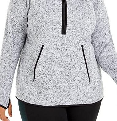 Ideology Women's Plus Hooded V Neck Tunic Top Gray Size 1X