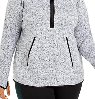 Ideology Women's Plus Hooded V Neck Tunic Top Gray Size 1X