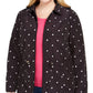 Charter Club Women's Dot Print Hooded Anorak Jacket Black Size 0X