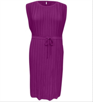 Alfani Women's Pleated Tie Waist MIDI Dress Purple Size Medium