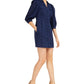 INC International Concepts Women's Floral 3/4 Sleeve V Neck Mini Shirt Dress Blue Size 6