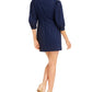 INC International Concepts Women's Floral 3/4 Sleeve V Neck Mini Shirt Dress Blue Size 6