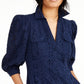 INC International Concepts Women's Floral 3/4 Sleeve V Neck Mini Shirt Dress Blue Size 6