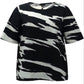 Alfani Women's Abstract Printed Short Sleeve T-Shirt Black Size Medium