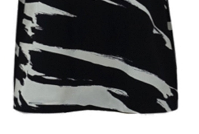 Alfani Women's Abstract Printed Short Sleeve T-Shirt Black Size Medium