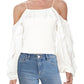 INC International Concepts Women's Solid Cold Shoulder Top White Size Small