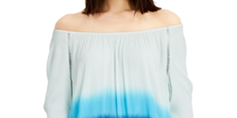 INC International Concepts Women's Tie Dyed Off The Shoulder Top Blue Size X-Large