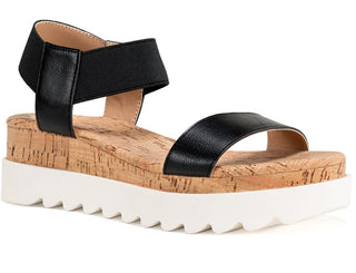 Sun + Stone Women's Melanyy Wedge Sandals Black Size 7.5 M