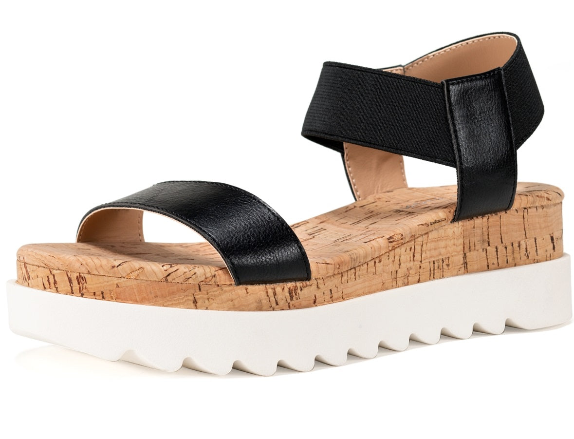 Sun + Stone Women's Melanyy Wedge Sandals Black Size 7.5 M