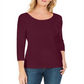 Karen Scott Women's Cotton 3/4 Sleeve Top Wine Size Medium